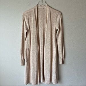 Soft Surroundings Open Front Long Duster Wool Textured Cream Cardigan Size XS